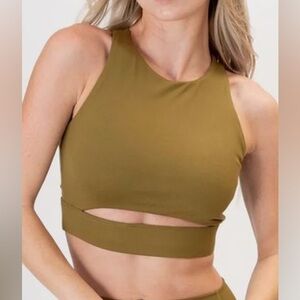 Paragon Women’s Front Slit Racerback Crop Tank Top Green XS NWT